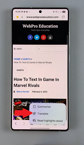 How To Translate Web Pages On Samsung Galaxy S25