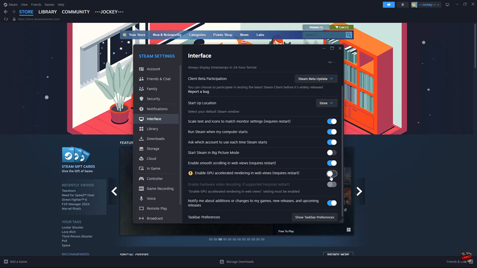 How To Enable / Disable GPU Accelerated Rendering On Steam