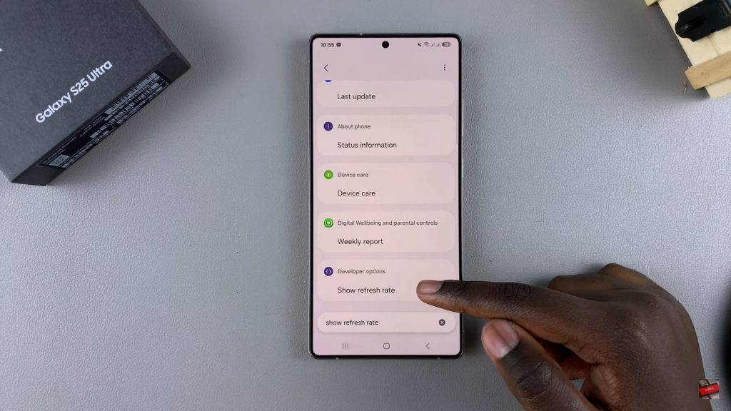 Display Screen Refresh Rate On Samsung Galaxy S25/ S25 Ultra