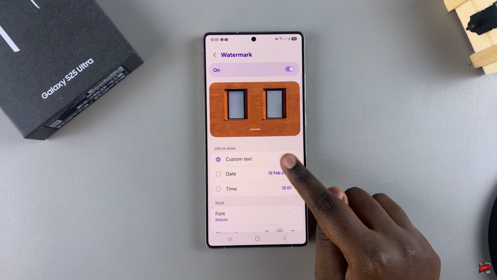 Enable Watermark For Photos On Samsung Galaxy S25