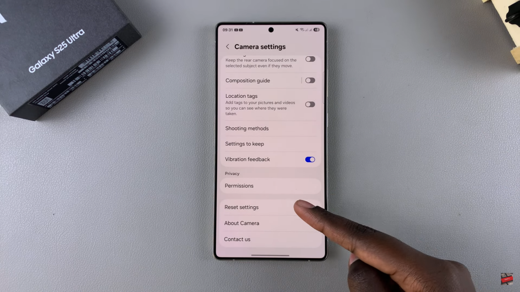 Reset Camera Settings On Samsung Galaxy S25