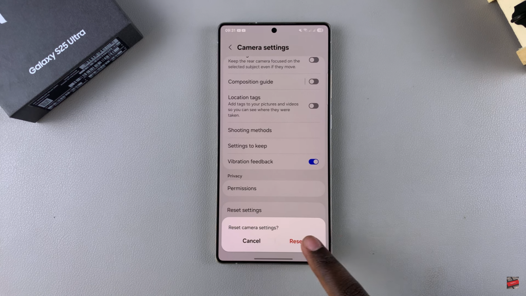 Reset Camera Settings On Samsung Galaxy S25