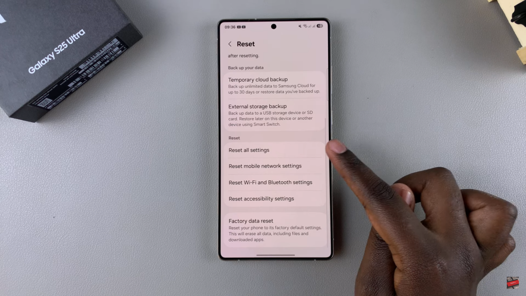 Reset All Settings On Samsung Galaxy S25