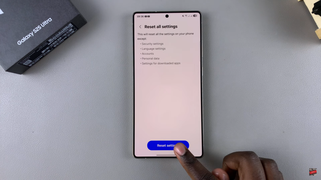 Reset All Settings On Samsung Galaxy S25