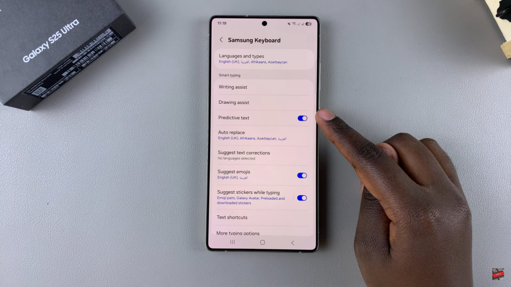 Disable Predictive Text On Samsung Galaxy S25