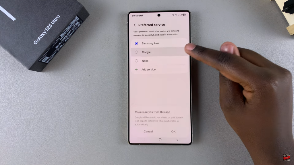 Make Google Default Password Manager On Samsung Galaxy S25