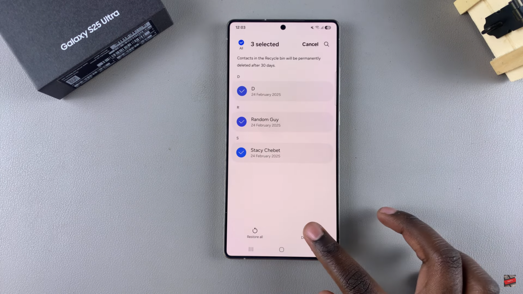 Delete Contacts On Samsung Galaxy S25