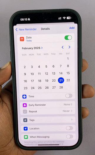 Reminder Date On iPhone
