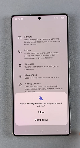 Samsung Health Permissions