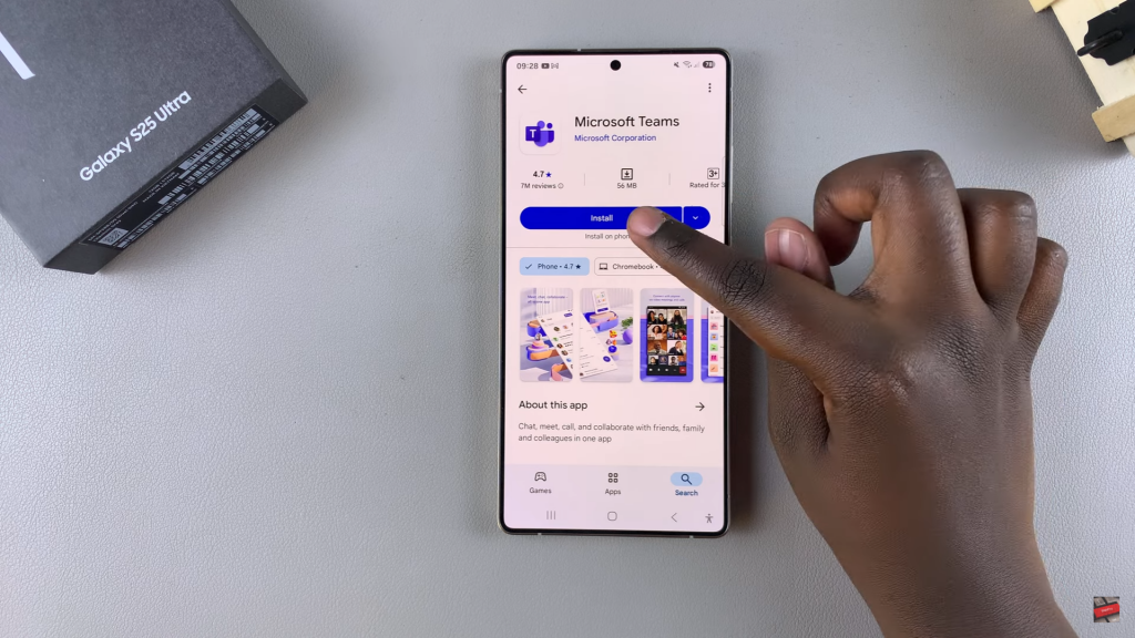 Install Microsoft Teams On Samsung Galaxy S25