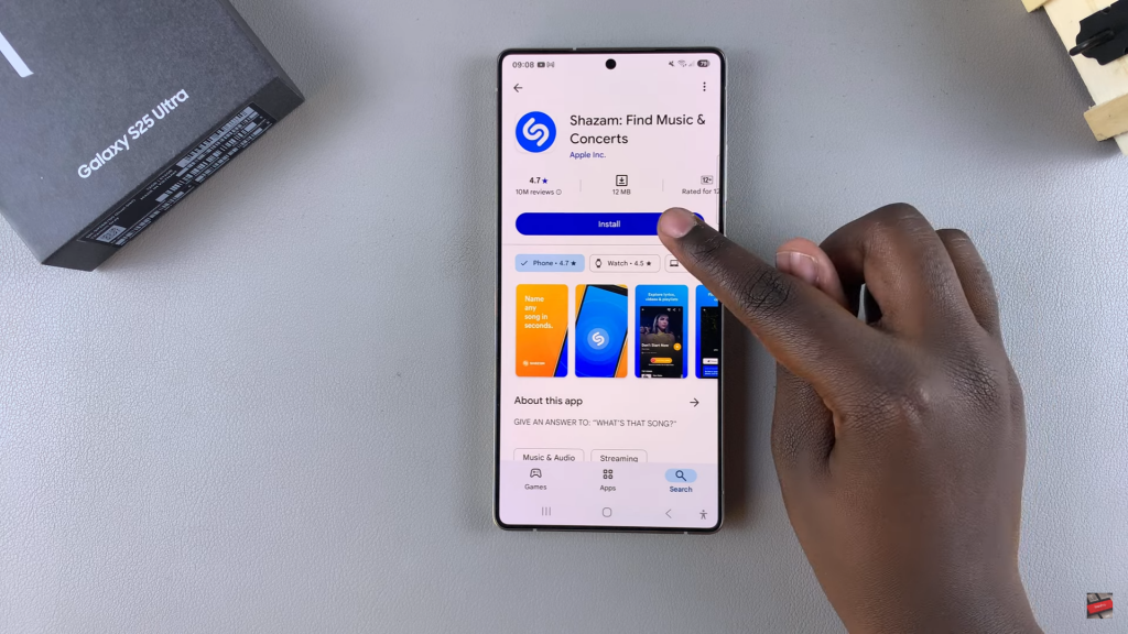 Install Shazam On Samsung Galaxy S25