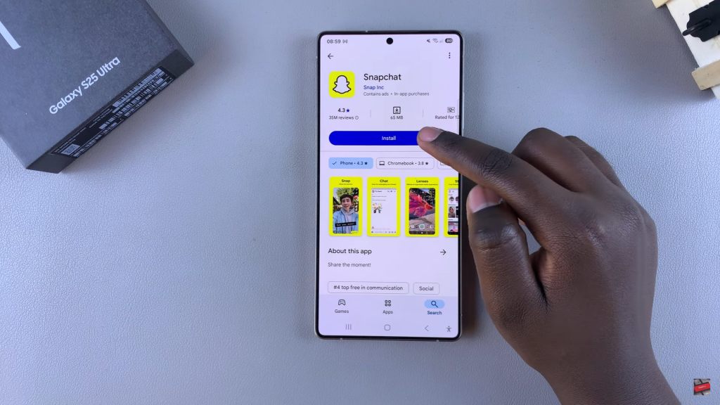 Install Snapchat On Samsung Galaxy S25