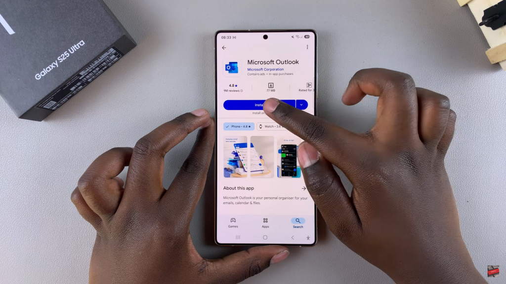 Install Microsoft Outlook On Samsung Galaxy S25