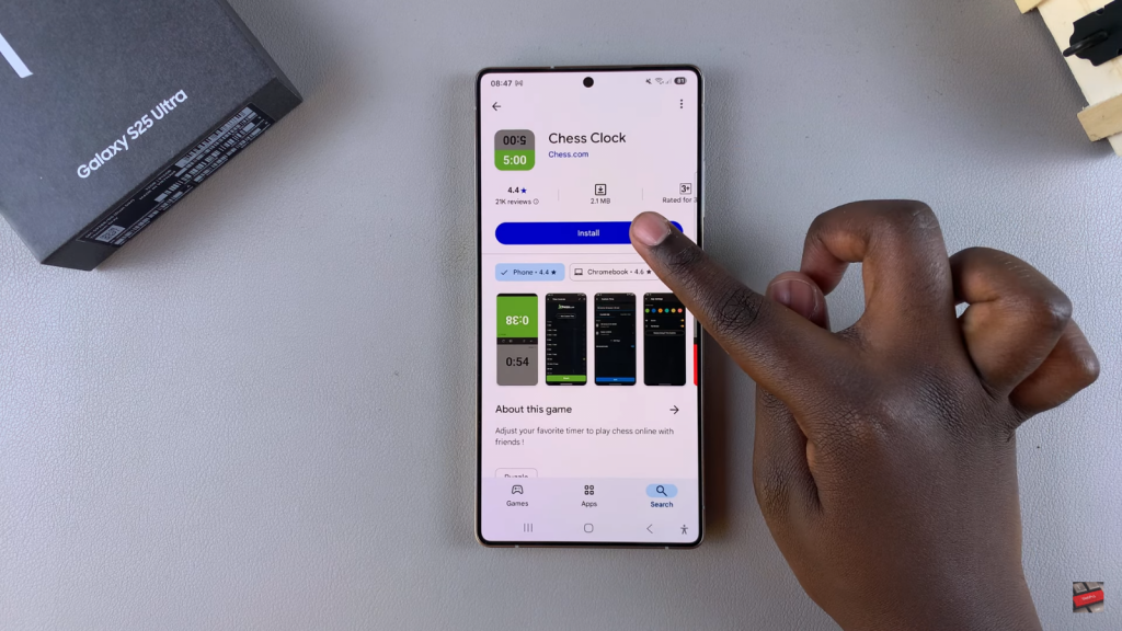 Install Chess Clock Timer On Samsung Galaxy S25
